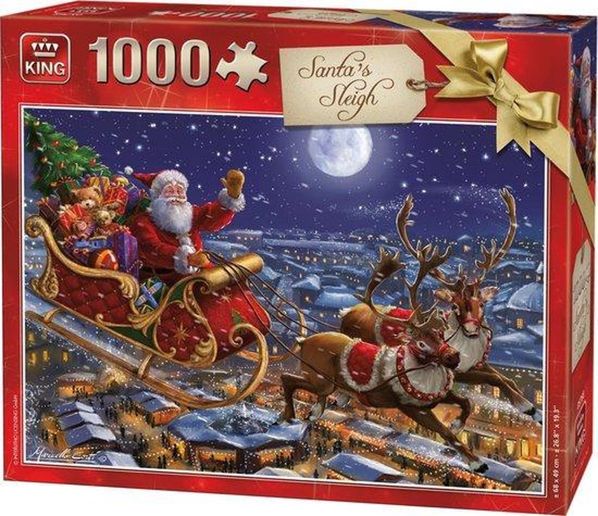 KING Santas Sleight - Kerstpuzzel 1000 stukjes + gepersonaliseerde cadeautas cadeau