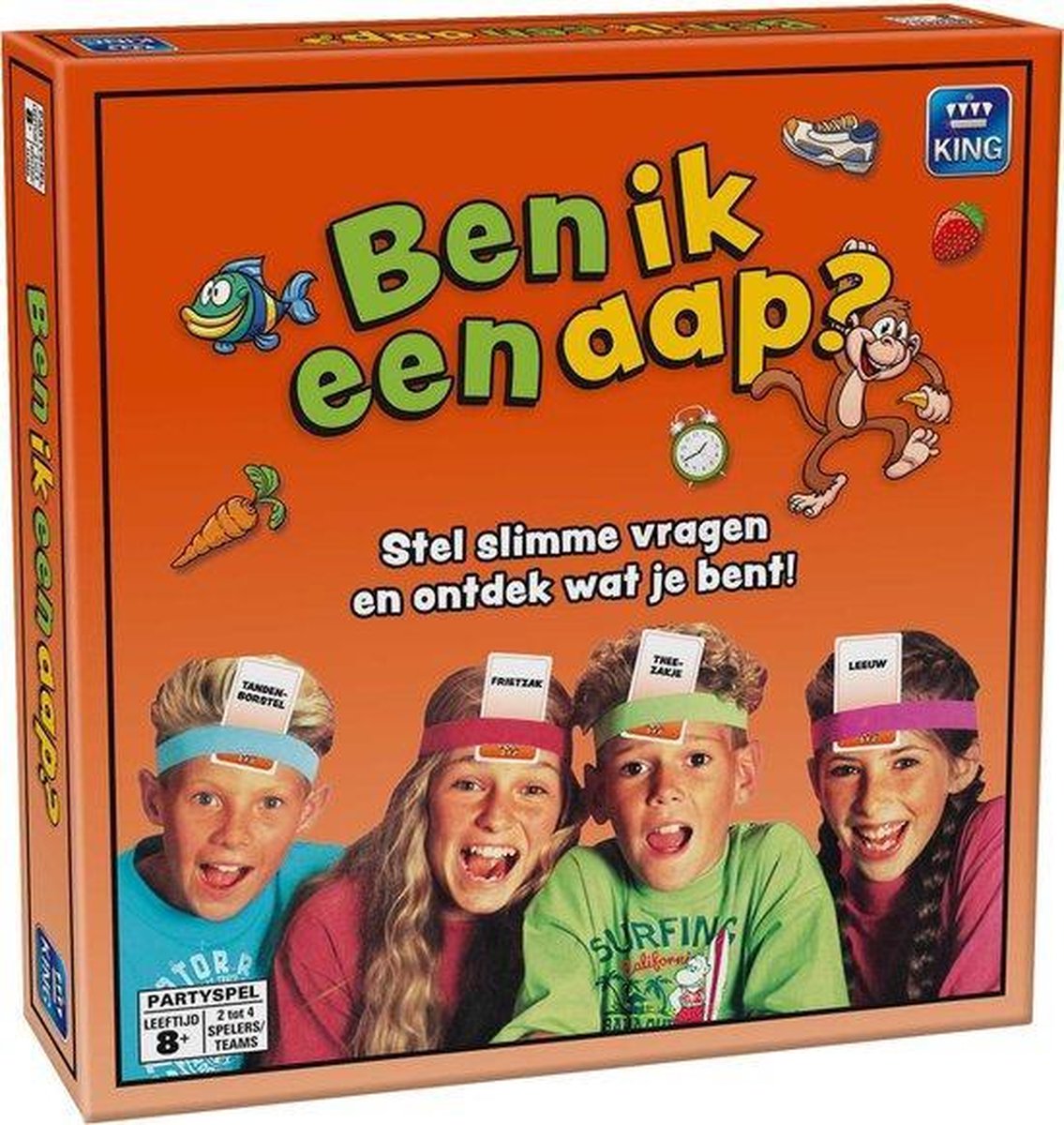 King - Ben ik een Aap - Familiespel - Raadspel met Hoofdbanden en Kaarten