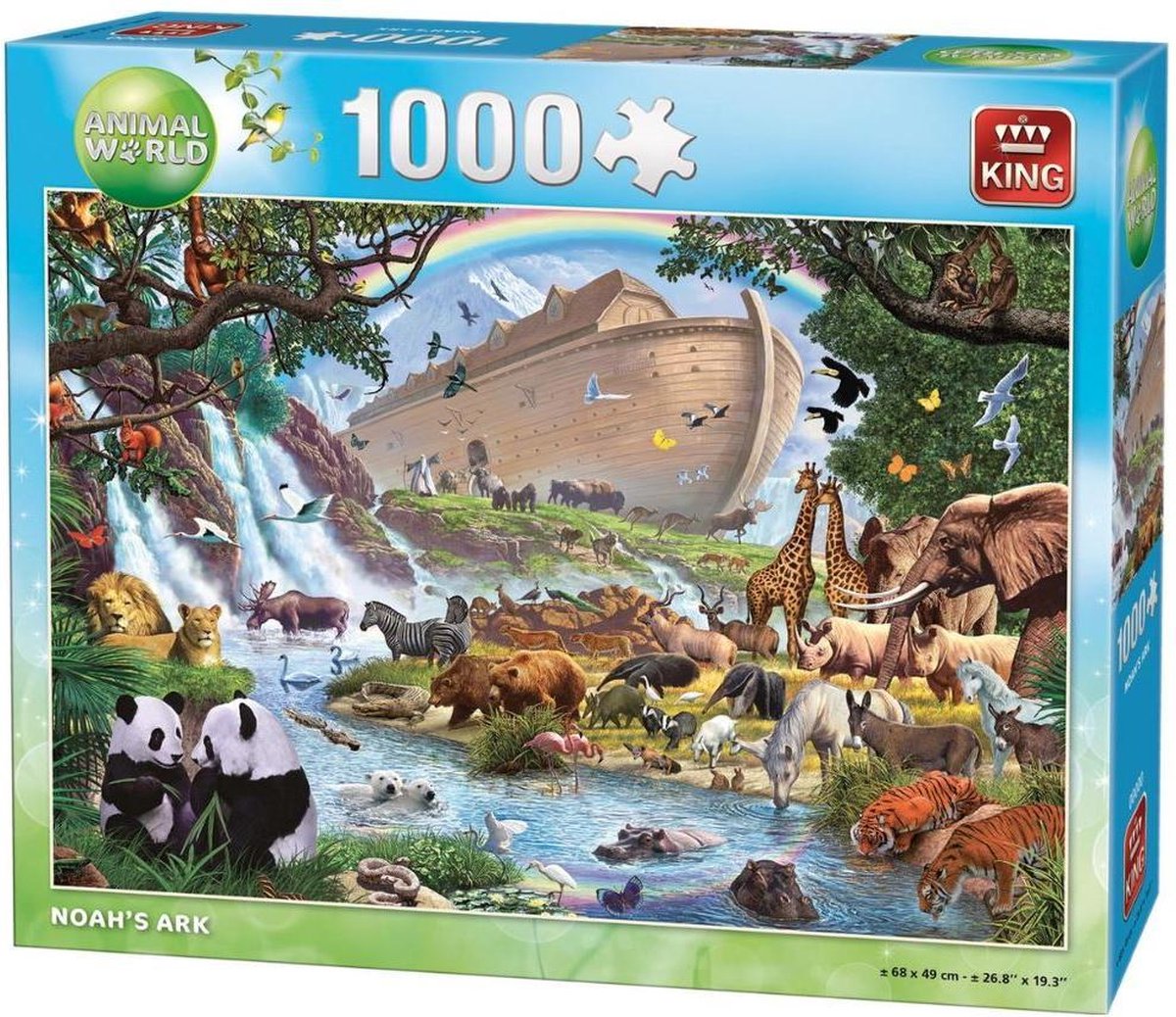 King Puzzel 1000 Stukjes (68 x 49 cm) - Ark van Noah - Legpuzzel Dieren