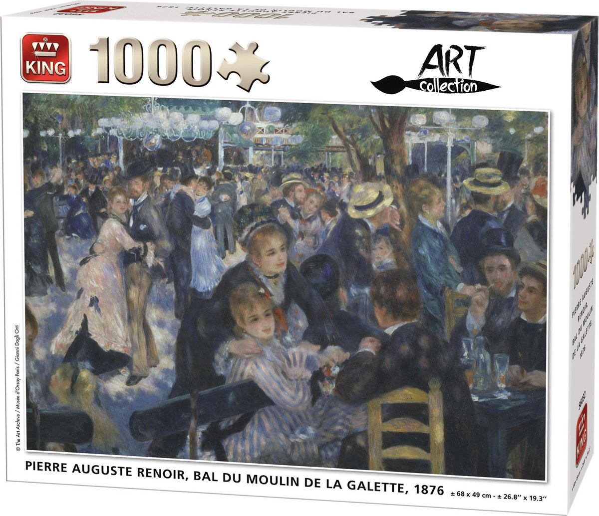 King Puzzel 1000 Stukjes (68 x 49 cm) - Bal du Moulin de la Galette - Renoir - Legpuzzel Art Collection