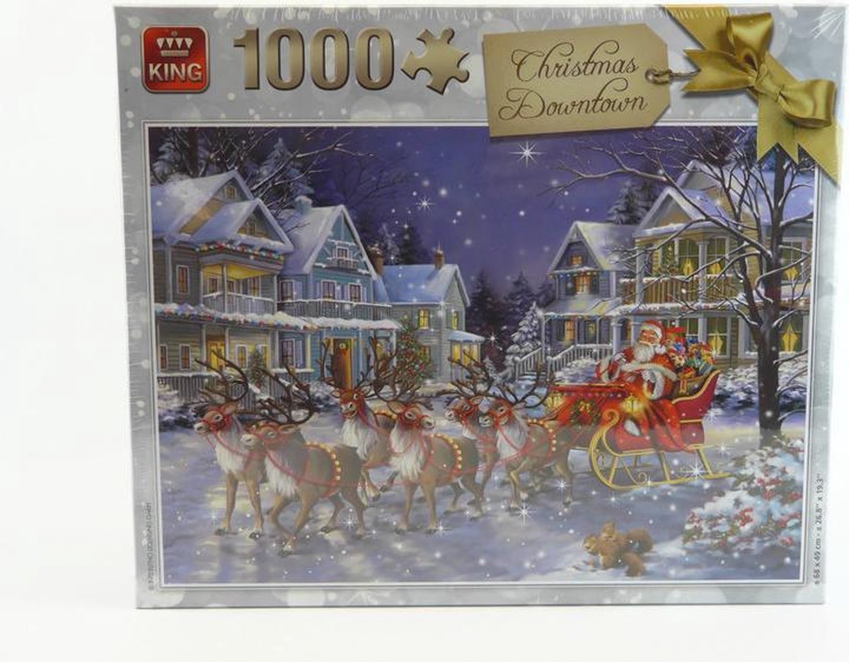 King Puzzel 1000 Stukjes (68 x 49 cm) - Christmas Downtown - Legpuzzel Kerst / Winter