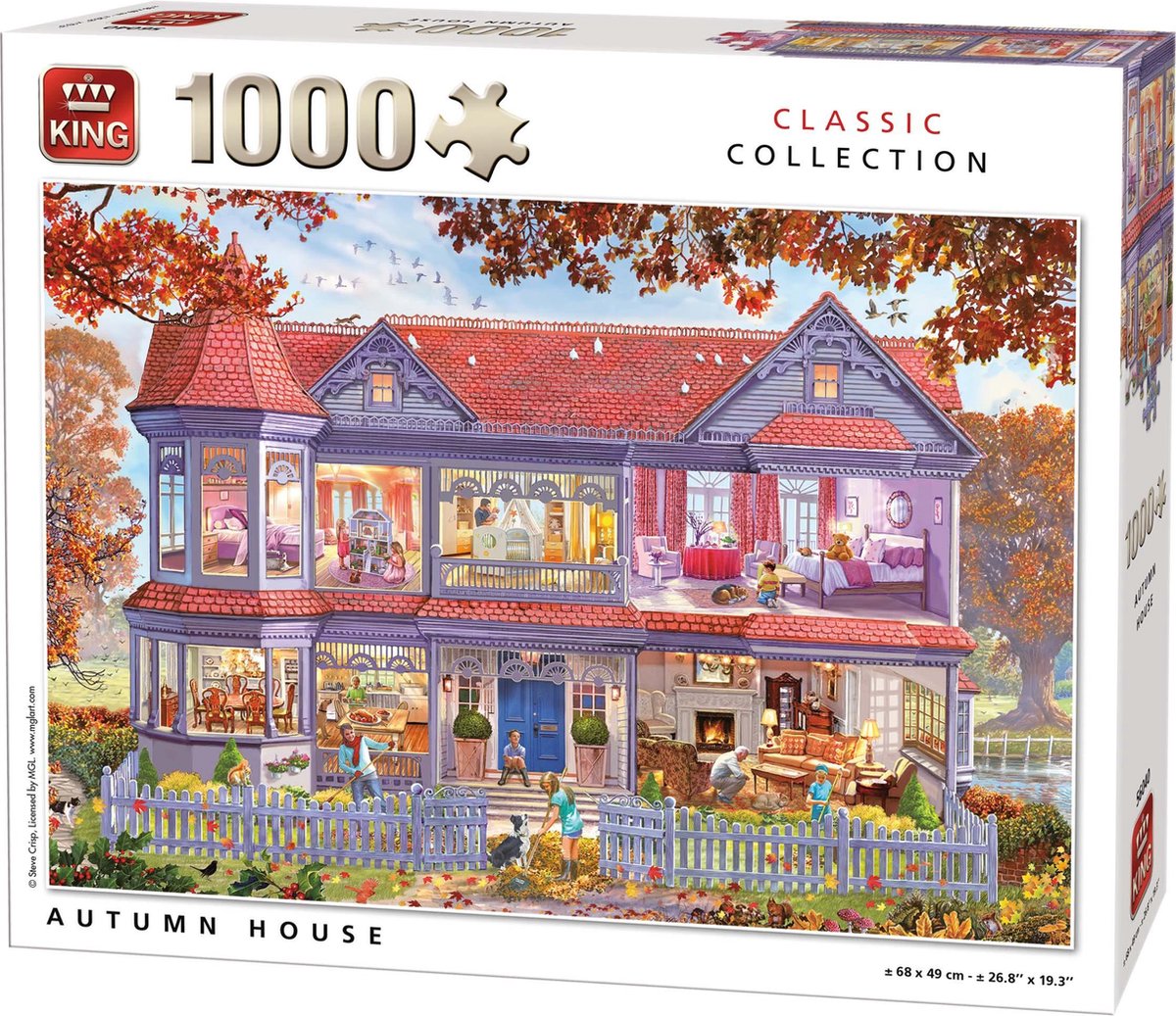 King Puzzel 1000 Stukjes (68 x 49 cm) - Huis in de Herfst - Legpuzzel Classic