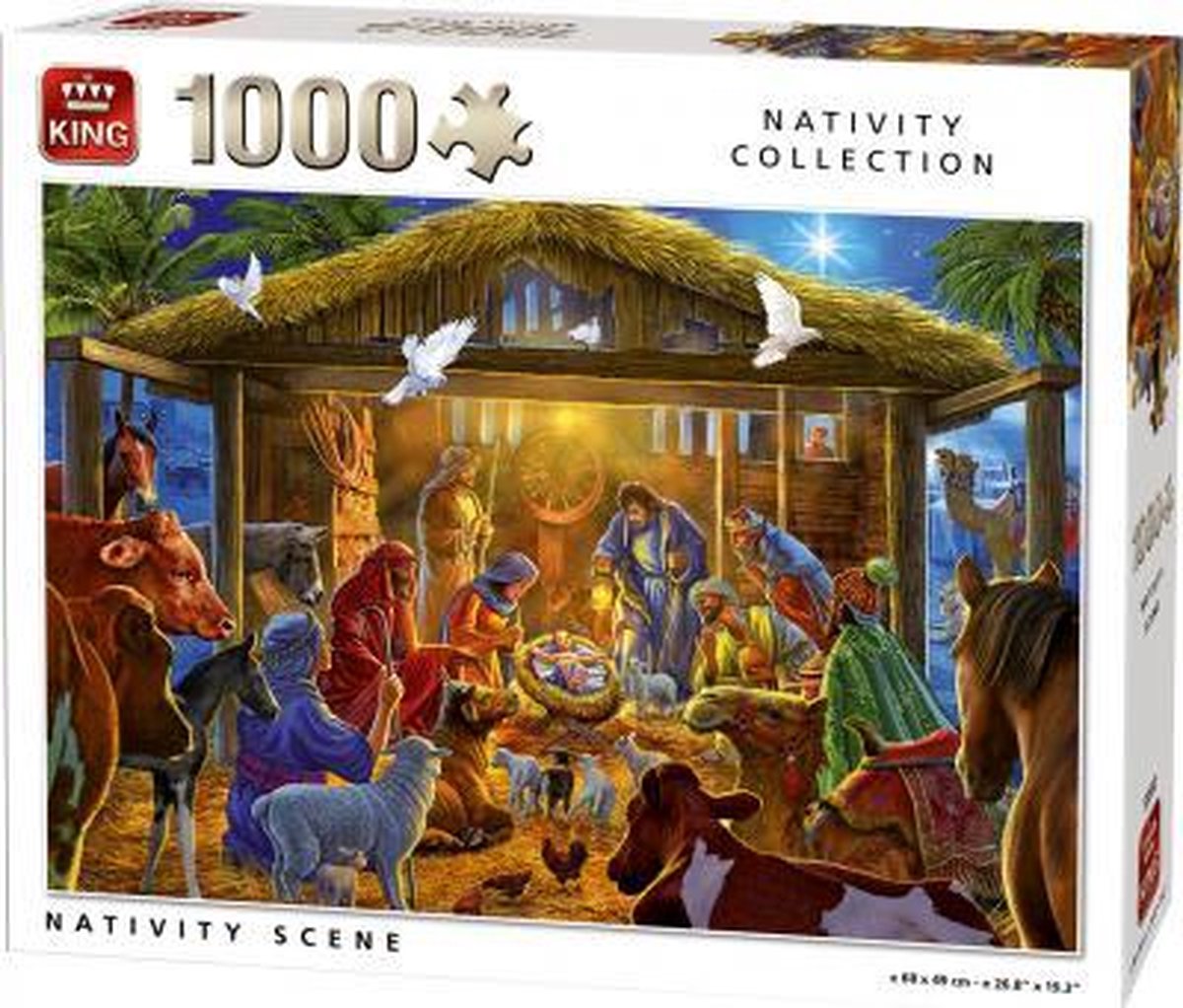 King Puzzel 1000 Stukjes (68 x 49 cm) - Kerststal - Kerstpuzzel