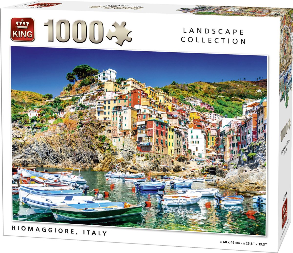 King Puzzel 1000 Stukjes (68 x 49 cm) - Rioaggiore Italië - Legpuzzel Landschap