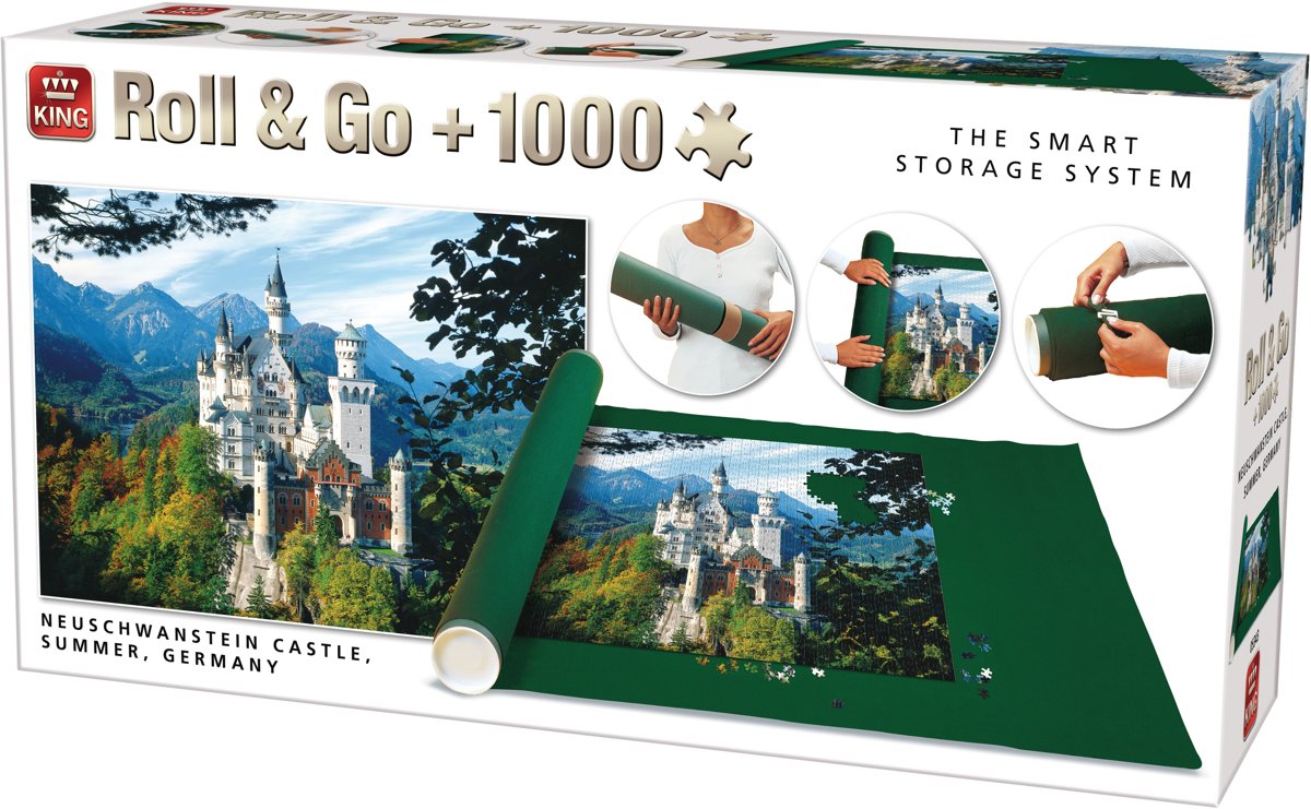 King ROLL & GO + Puzzel - Puzzelrol Opbergsysteem - Inclusief 1000 Stukjes Neuschwanstein - Puzzelmat