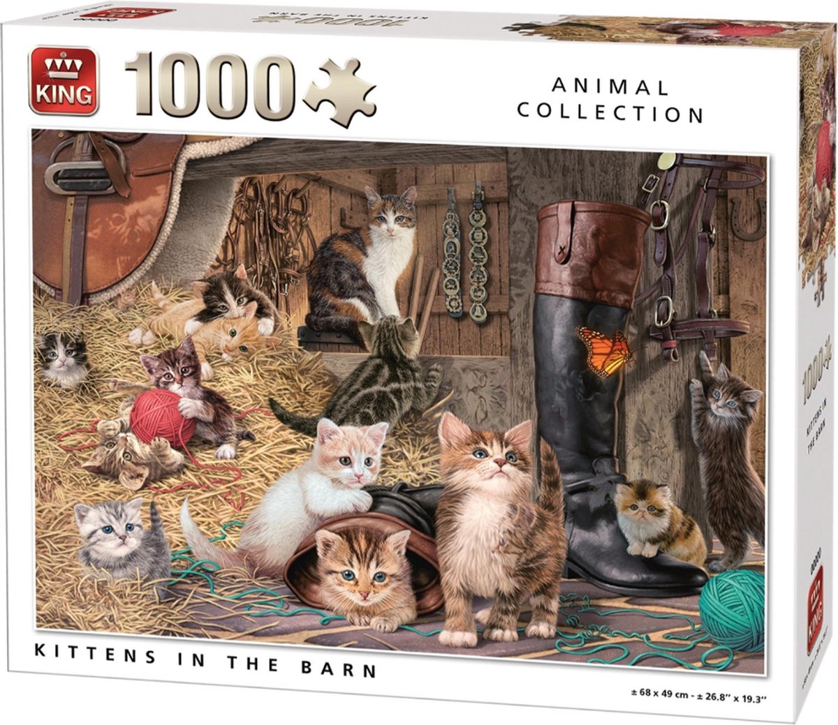 King legpuzzel Animal Collection kittens in the barn - Poezen in de Stal 1000 stukjes