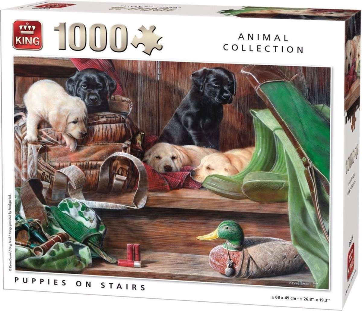 King legpuzzel  puppies  on stairs 1000 stukjes