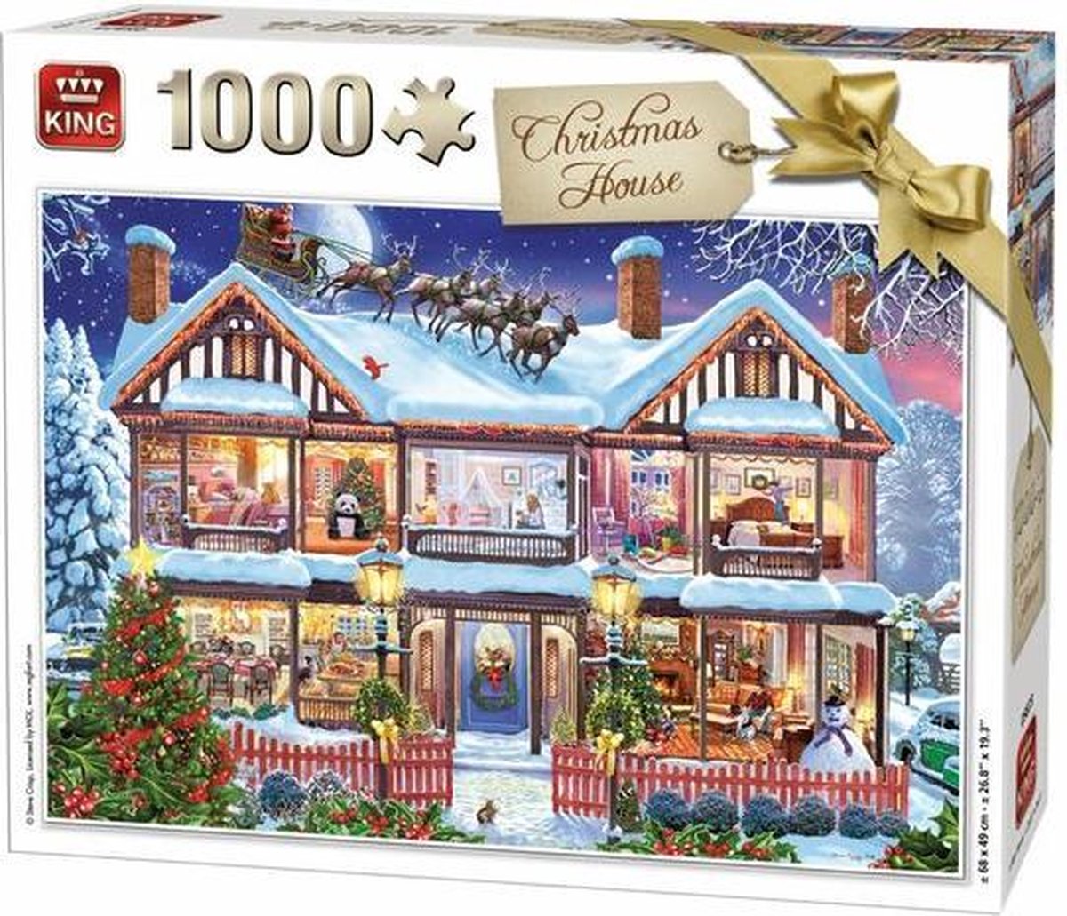 King puzzel 1000 stukjes - Christmas House - kerstpuzzel + gepersonaliseerde cadeautas cadeau