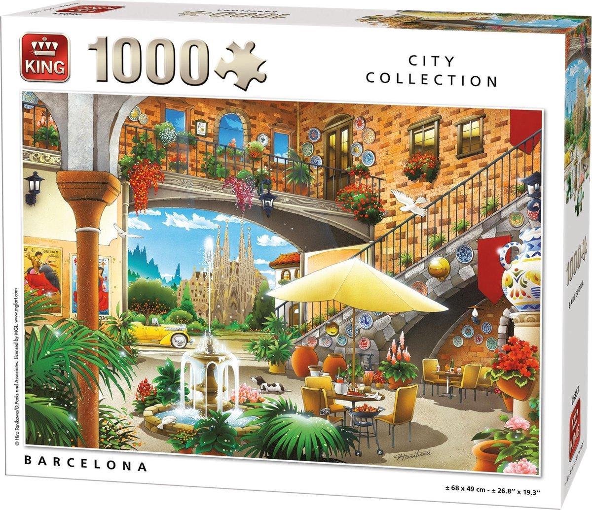 King puzzel Barcelona - City Collection 1000 stukjes legpuzzel voor volwassenen en kinderen in vrolijke kleuren