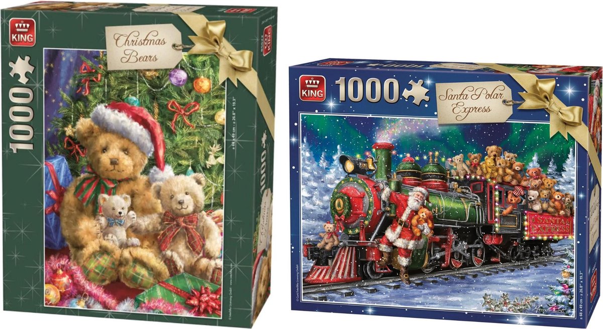 King puzzel kerst ,christmas bears , 1000 stukjes, kerstavond en King Santa Polar Express 1000 stukjes