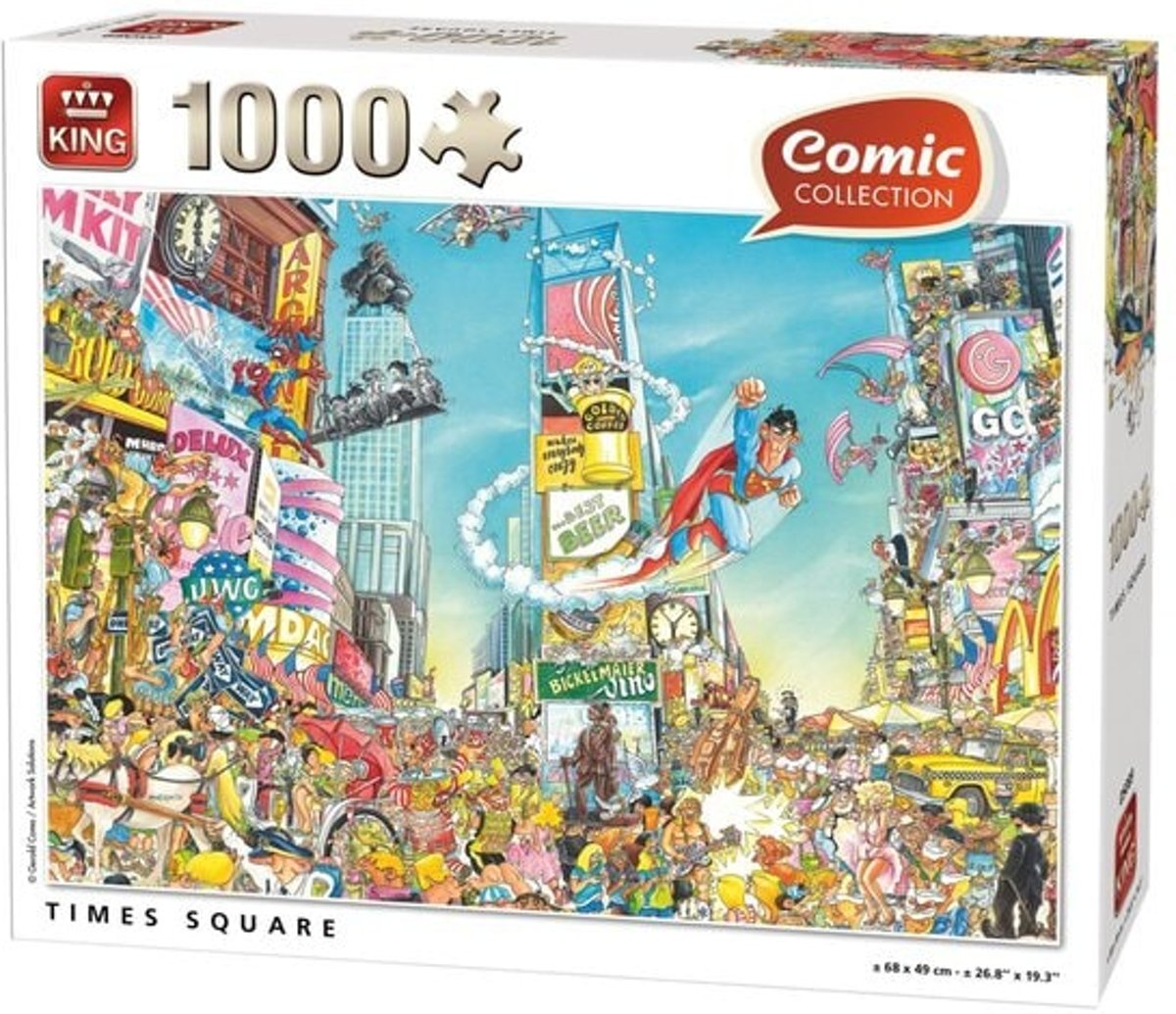 Puzzel 1000 Stukjes Comic Cartoon Time Square NY - King - Legpuzzel (68 x 49 cm)