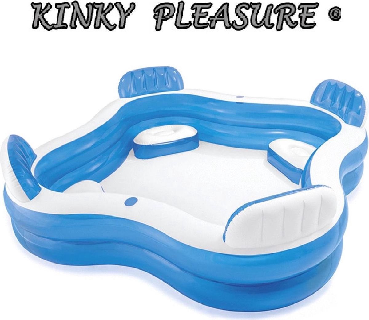 Kinky Pleasure - Zwembad - 229 x 229 x 66cm - Blauw Kinderbad - Inclusief gratis backminton set en oblaasbare bal