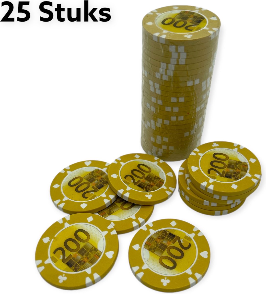 Kinky Pleasure Poker Chips €200 Euro 25 Stuks Geel MP027-002