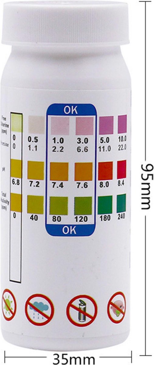   Zwembad Test Strips - 3 in 1 Test Strips - 50 Stuks - Zwembad Onderhoud - Schoon Zwembad - PH Strips - Chloor Strips - Jacuzzi Teststrip - Watertester