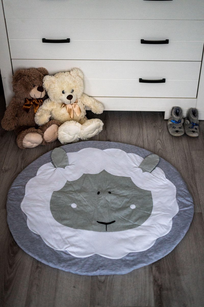 Baby Speelkleed – Speelmat Babykamer – Gevoerd – Kraamcadeau – Kraamgeschenk – Zacht Kruipkleed – SchaapSchattige Kruipmat - Diameter 90cm – Wasbaar - Schaap