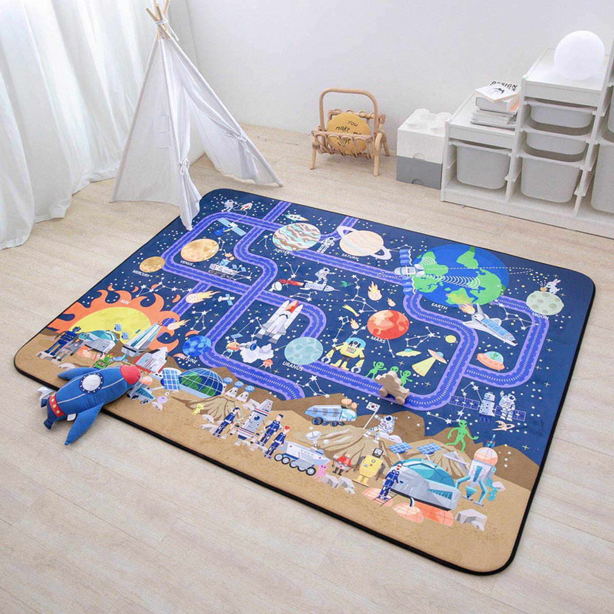 Deluxe Flanel Speelkleed 150*200 cm EXTRA DIK XXL - Groot Koude weerstand Speelkleed - Speelmat Kinderen - - Kindervloerkleed - Kraamcadeau Babymat - Speelkleed Kinderen - Anti-val speelmat - Speeltapijt - 50+ design speelkleden- Ruimtestation