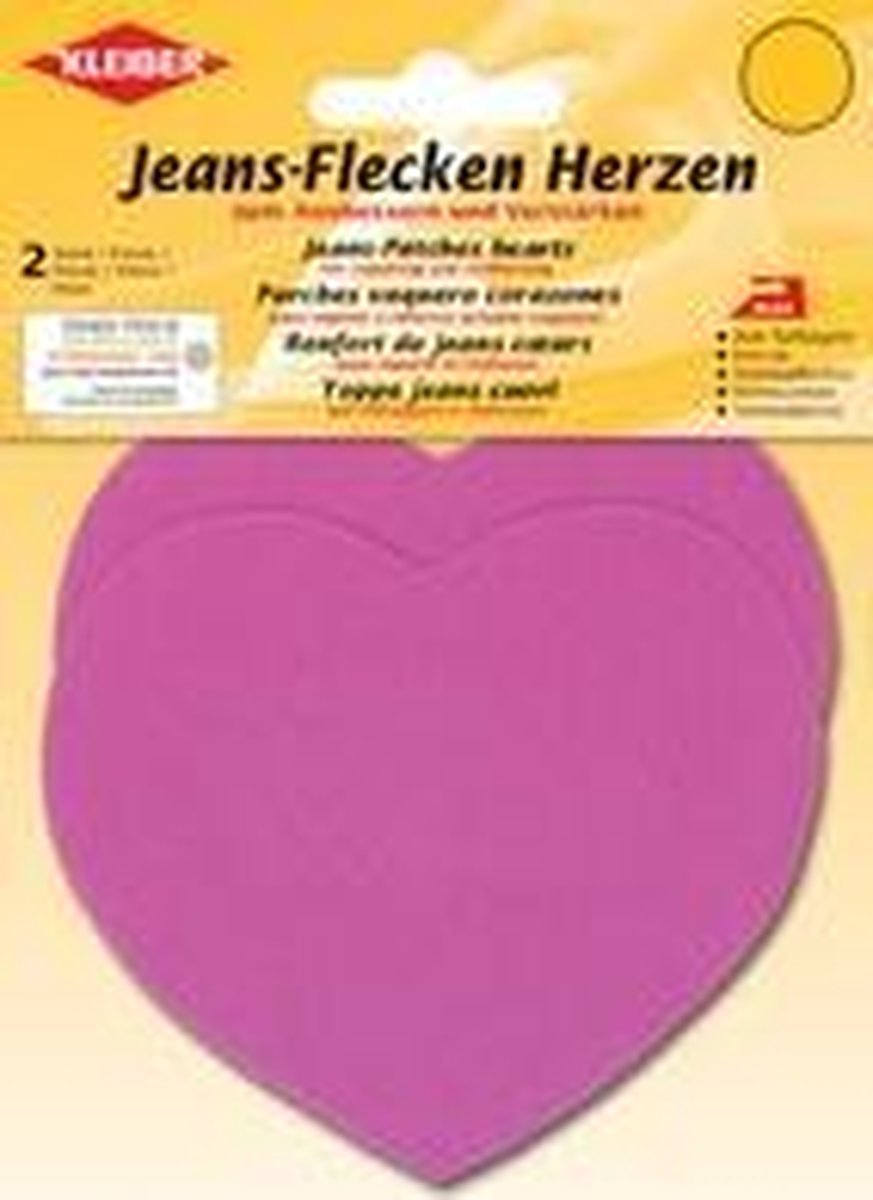 KLEIBER jeanspatches hartjes, 85 x 105 mm, roze