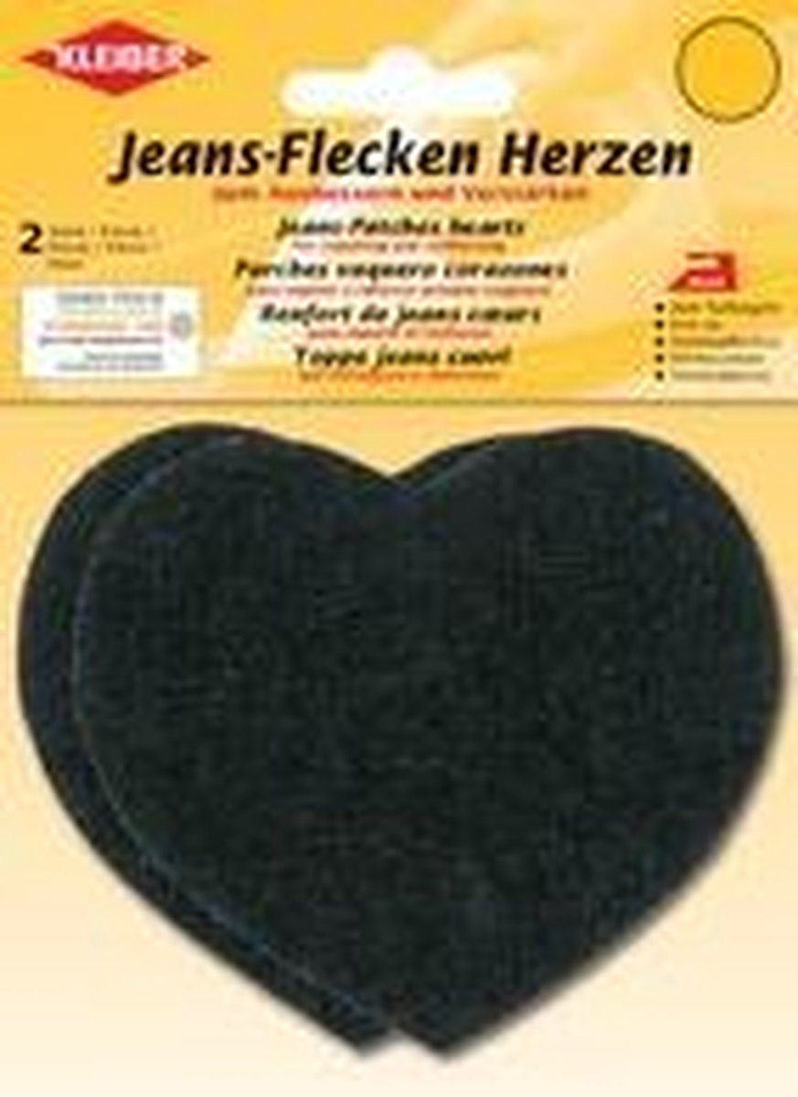 KLEIBER jeanspatches hartjes, 85 x 105 mm, zwart