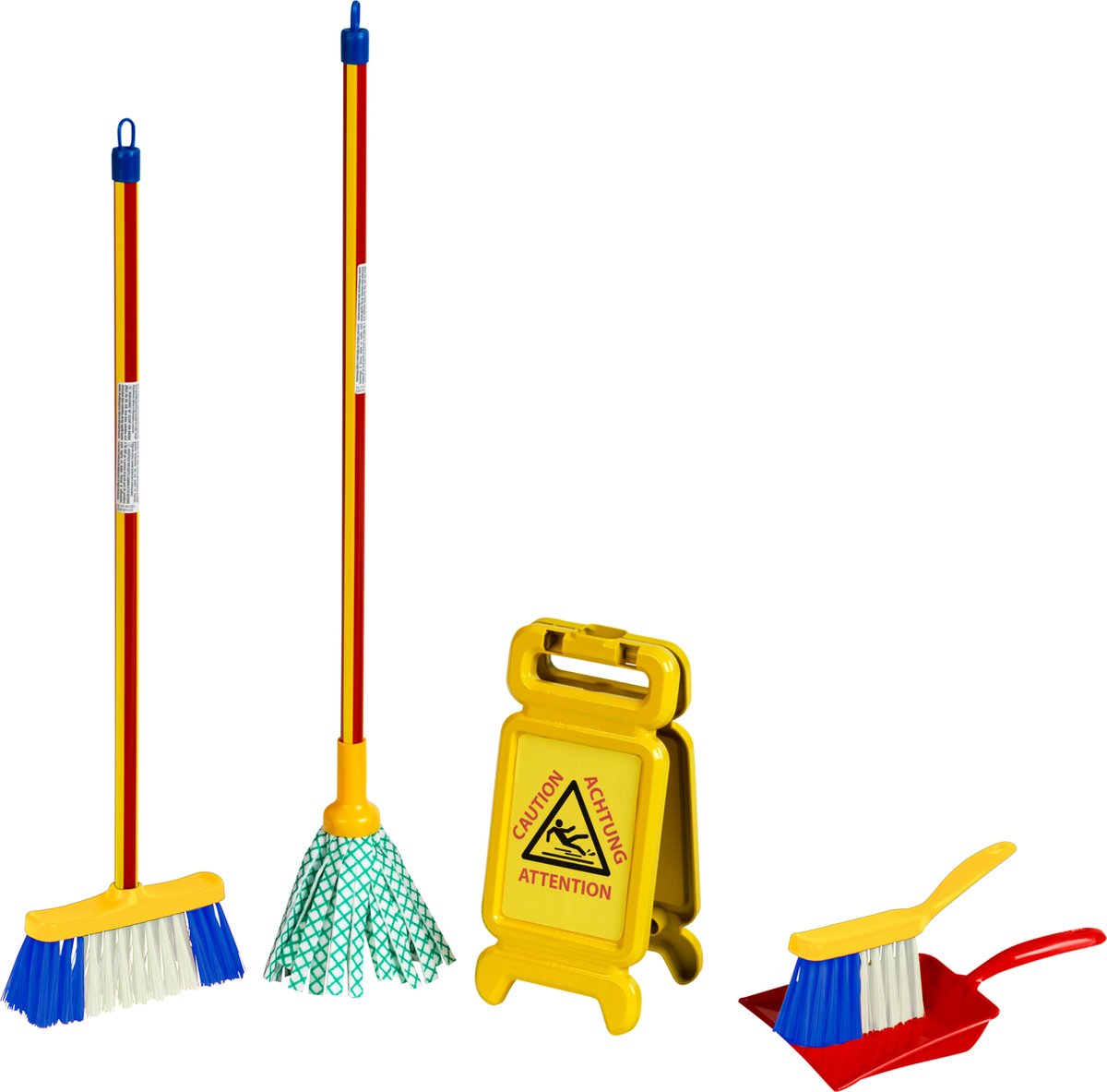   Toys Pure Fresh speelgoedschoonmaakset - mopset - incl. gevaar voor uitglijden bord - geel - rood