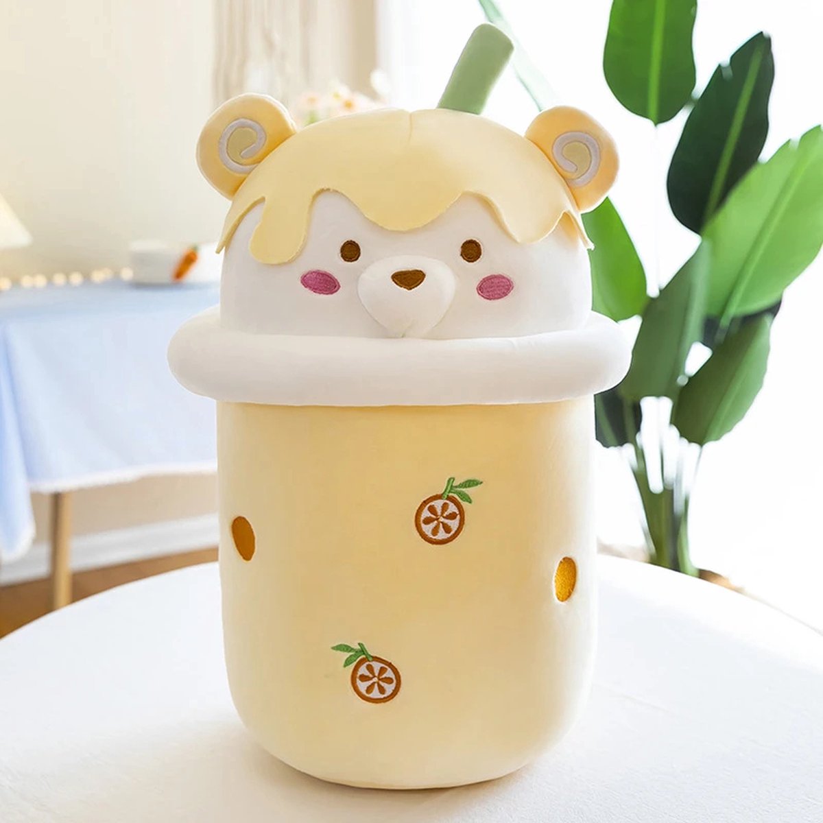 Kawaii Kussen - Bubble Tea Knuffel Groot 45cm - Panda - Boba Knuffel - Beige - Kawaii Knuffel - Squishmallow - Squishy