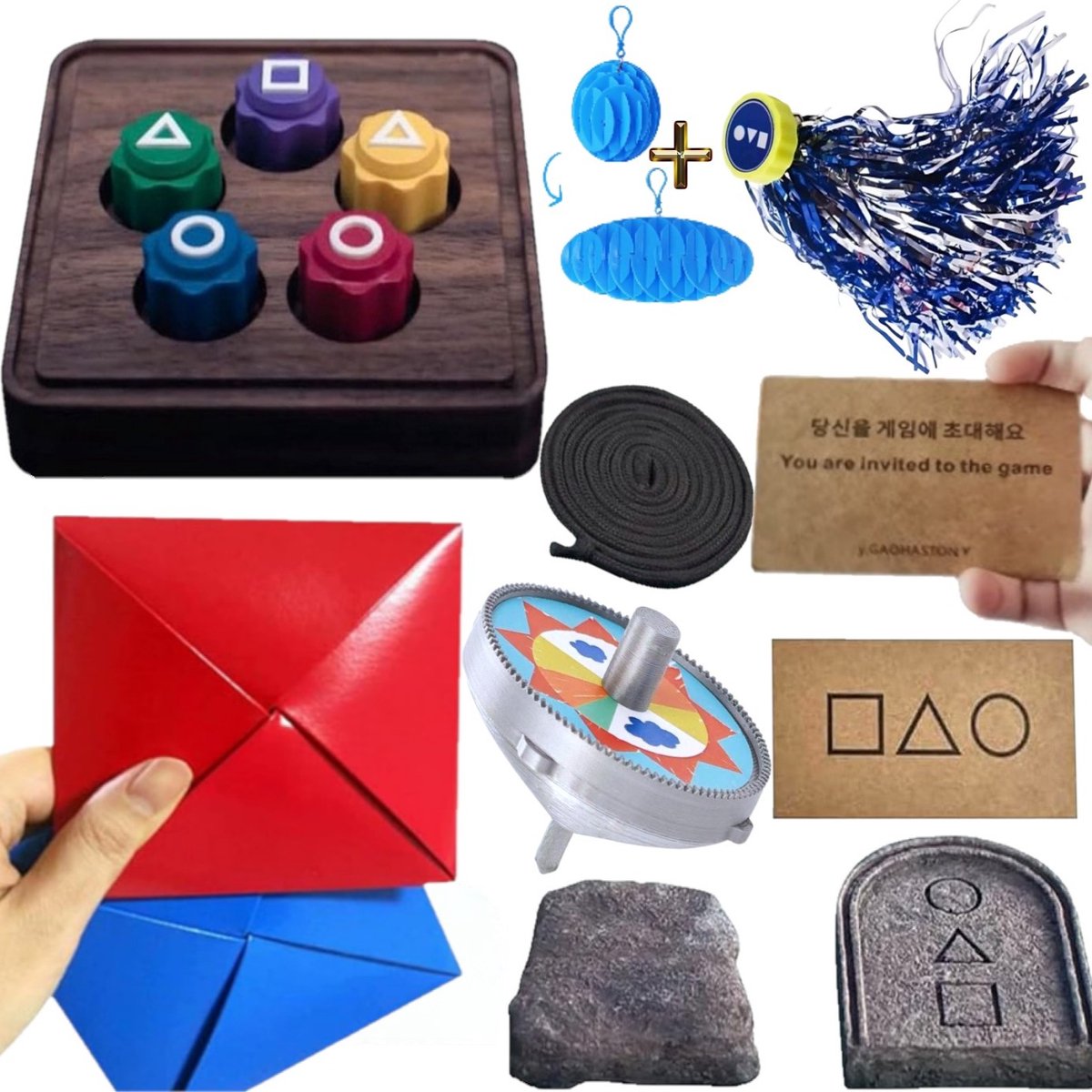  ® - Gonggi Koreaans Speelset - 5 spellen - Ddakji - Montessori - Motoriek speelgoed - Gong gi dobbelstenen