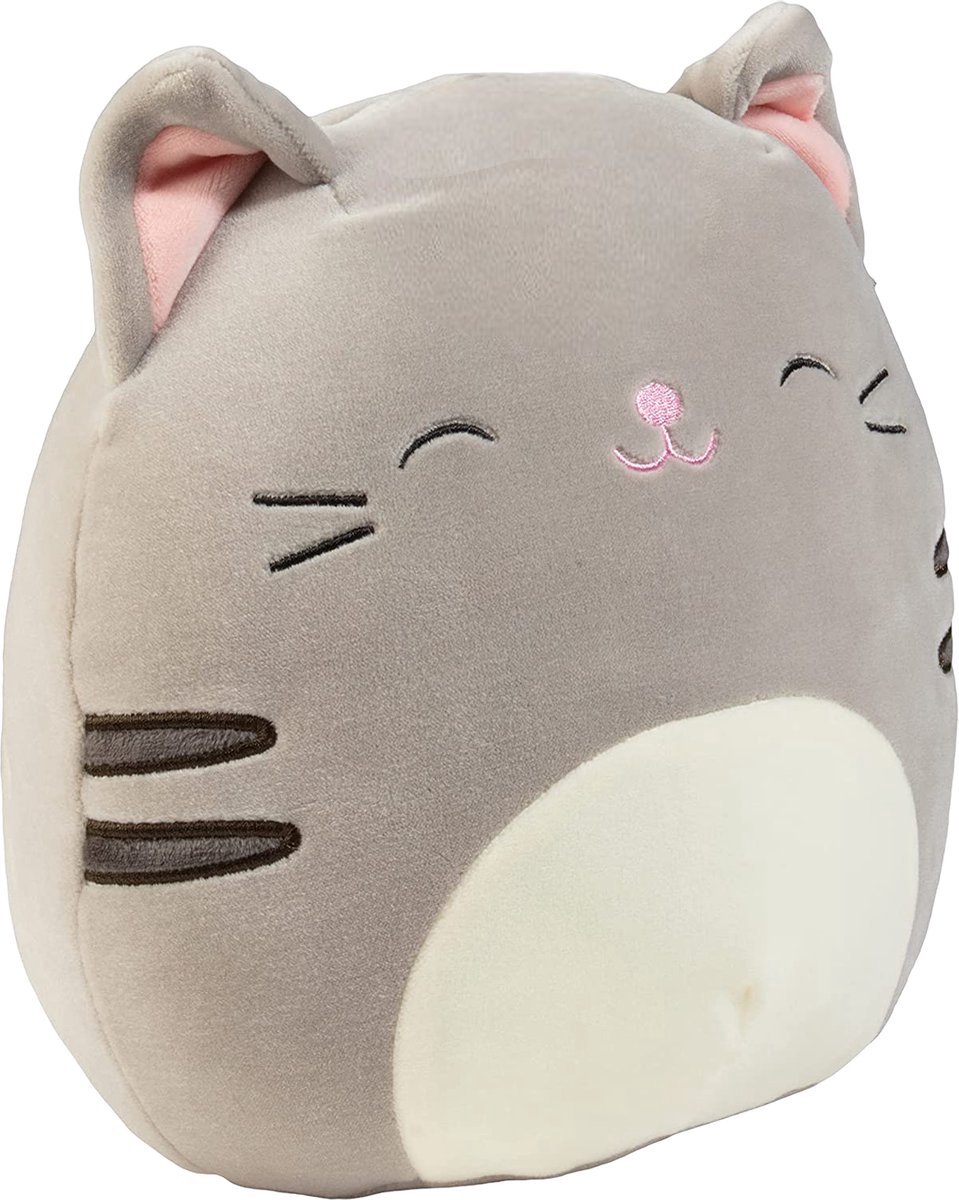 Klikkopers® - Kawaii knuffel - Squish Knuffel - 23CM - Kat Grijs - Kawaii Kussen - Pluche Kussen