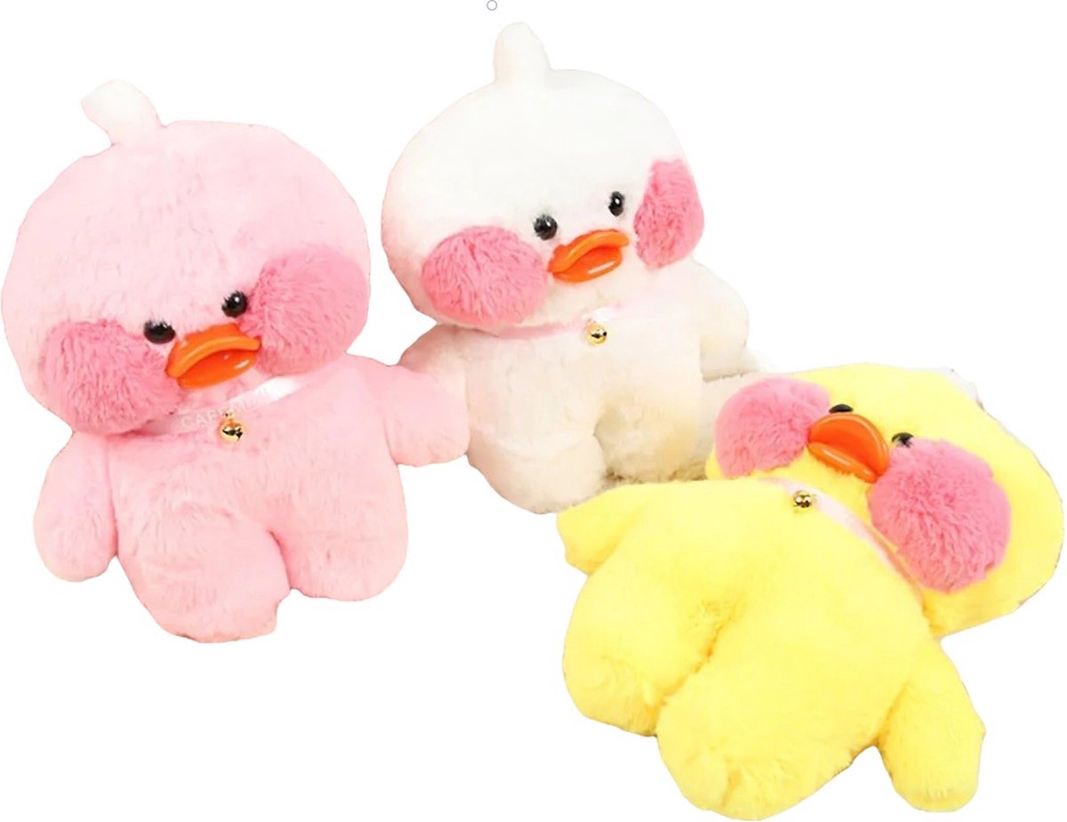 Klikkopers® Paper Duck - Cute Eend - Lalafanfan Duck 3 Knuffels - Schattig Eend - Lalafanfan - Set van 3 Knuffels