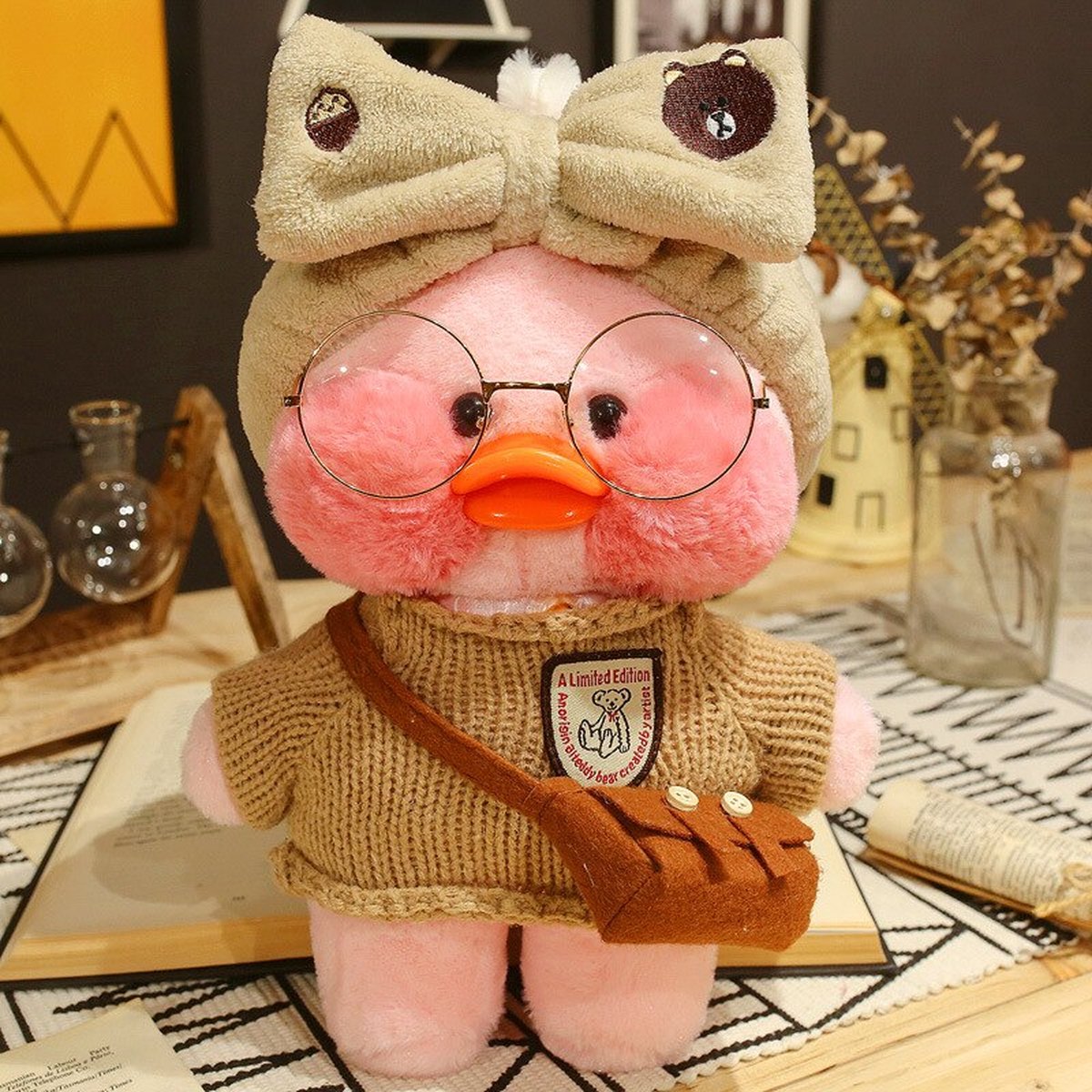 Klikkopers® Paper Duck - Cute Eend - Lalafanfan Duck Knuffel - Schattig Eend - LalaFan - Roze