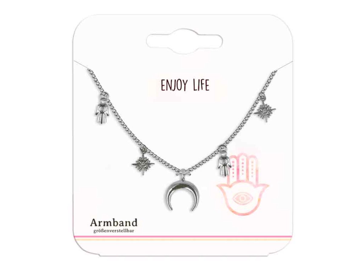  -Armband 5 bedels Maan/Fatima-Zilver