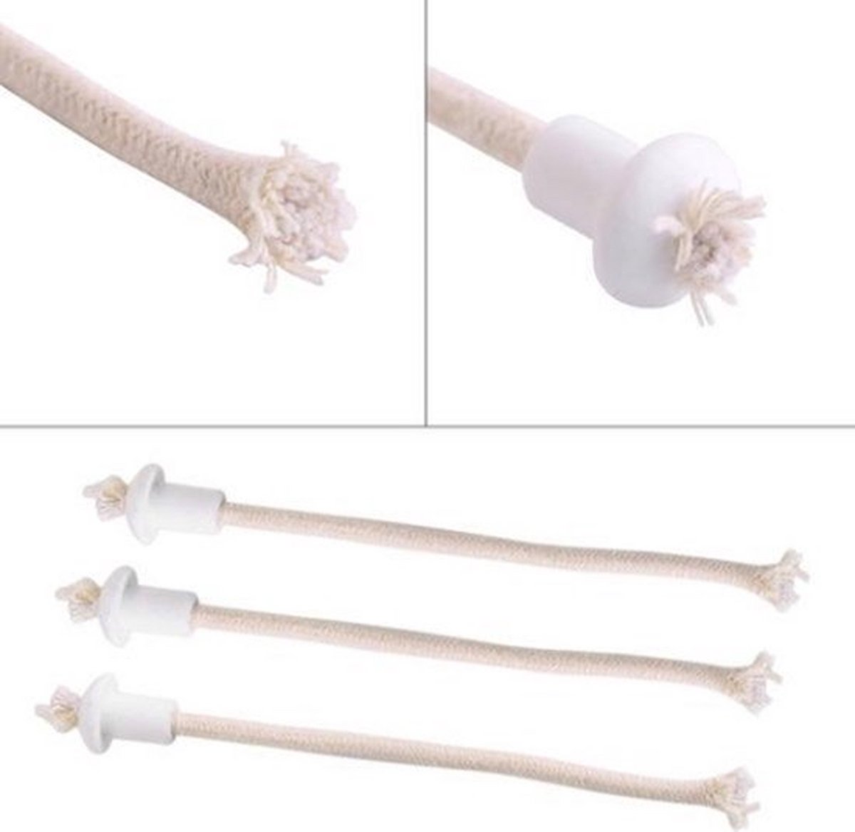   Keramische Olielamp Lonten met Houder - Set van 3 - Wit - 22 cm - Voor Flessen Ø 10-20 mm