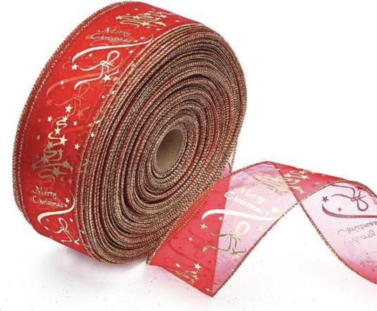 Knaak Merry Christmas -  Lint - Slinger - Decoratie - Kerstboom - Kerst - Kerstmis - 2 meter - Rood