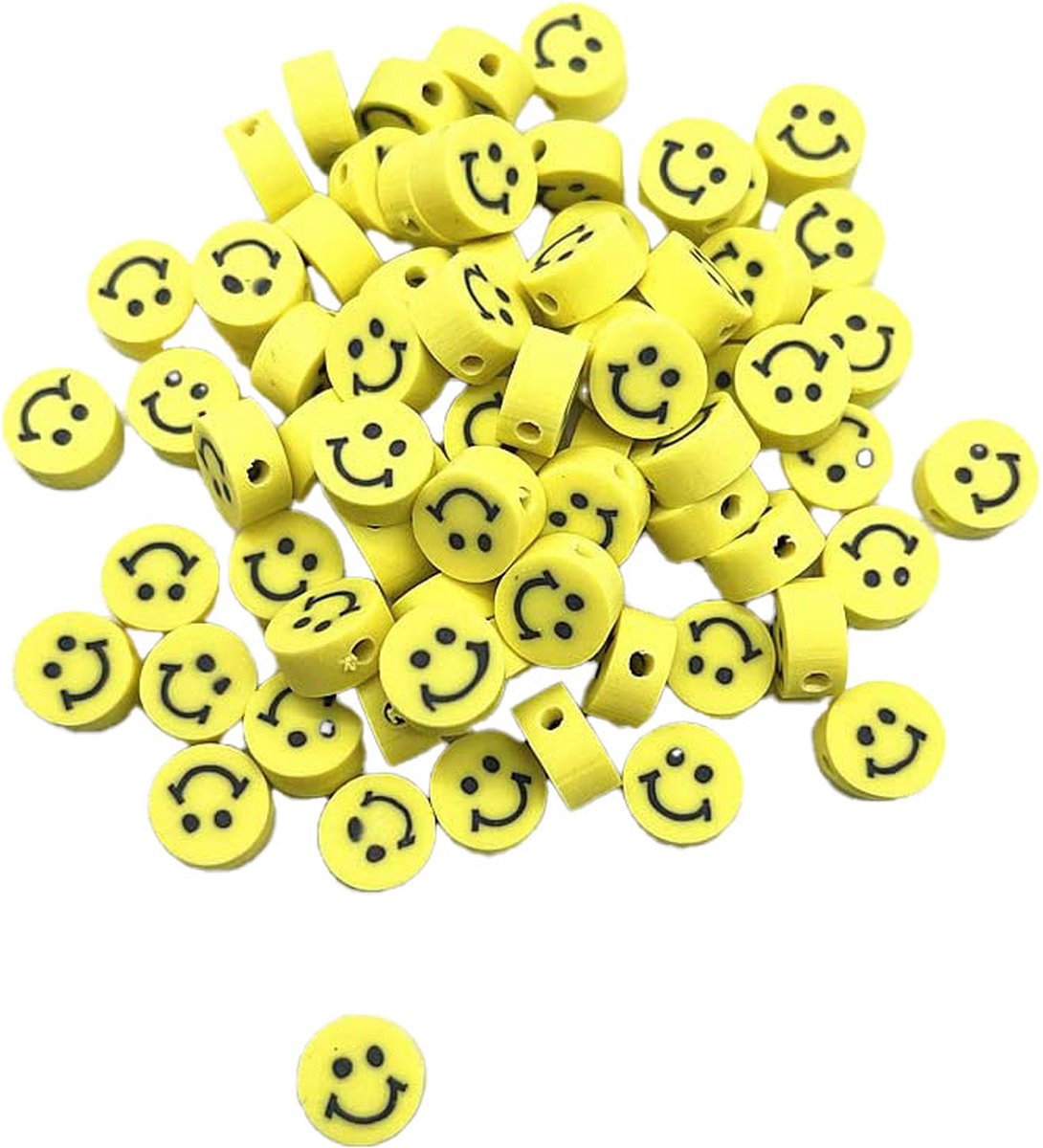 Knaak Smiley Emoji Kralen - 50 stuks - 10 mm - Geel