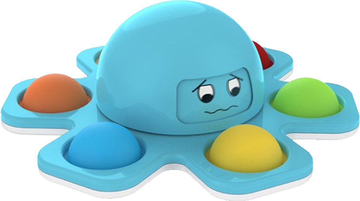   Spinner met Pop Up Bubble - Face Changing Octopus - Anti Stress - Rage 2021/2022 - Blauw