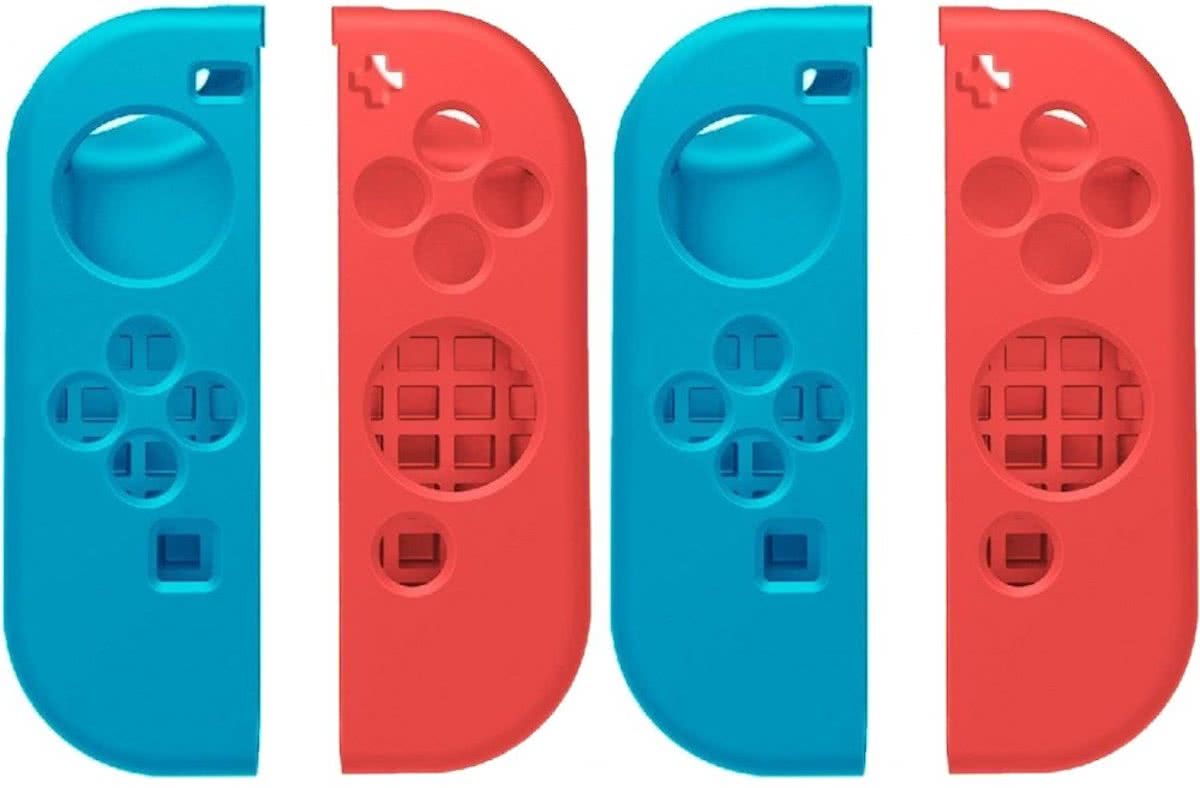 Nintendo Switch Siliconen Game hoesje Rood / Blauw - 2 Stuks