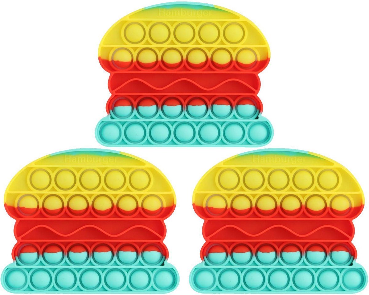 Snap en Pop it   Toys - Regenboog Burger - Anti Stress (3 stuks)