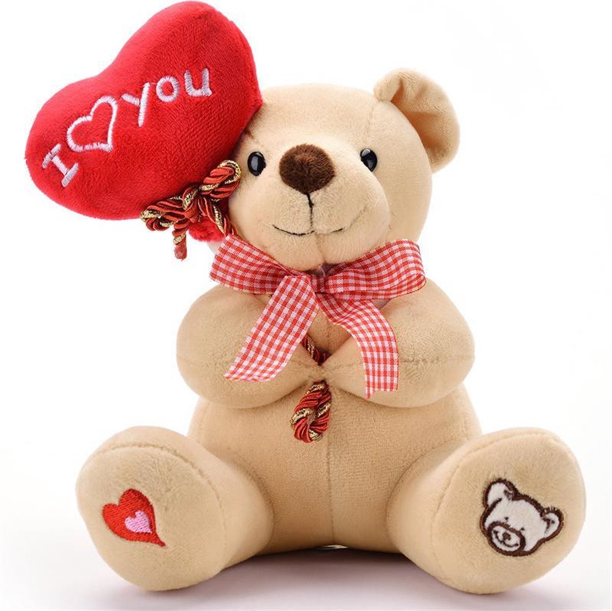 Teddybeer - Knuffelbeer- Knuffel - I Love You beer - Liefdesbeer - 20cm - Pluche - Beige