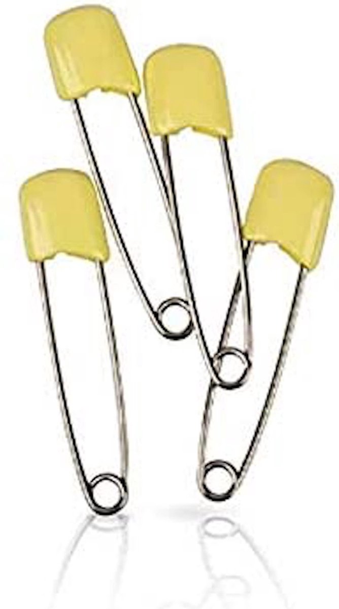 4 veiligheidsspelden met kap - pastel geel - 5,4 cm - baby safety pins