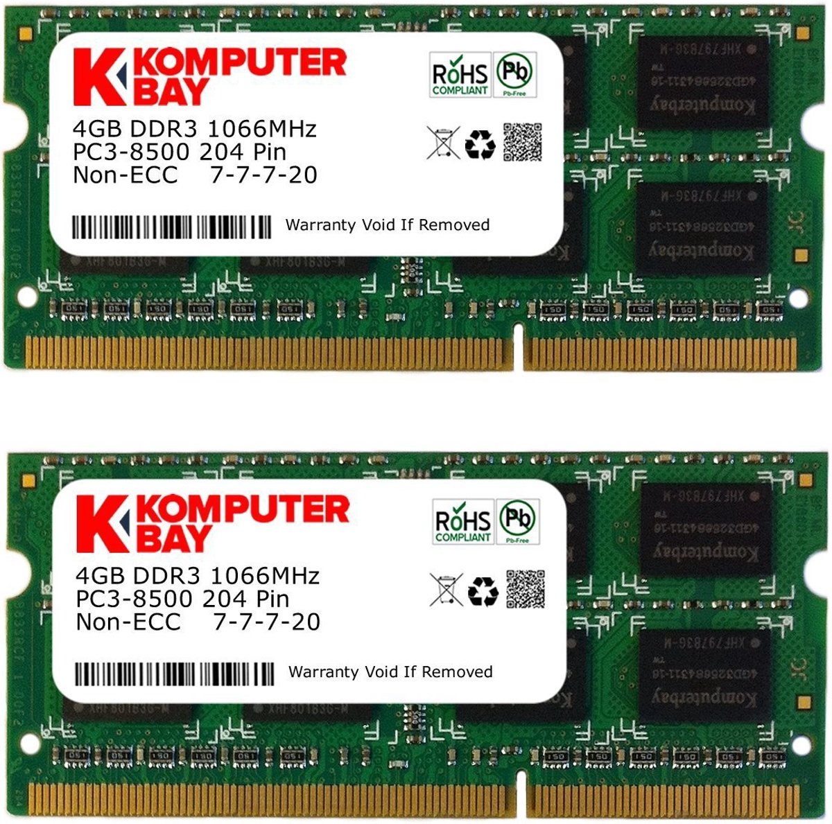 Komputerbay 8GB (2x 4GB) DDR3 SODIMM (204 pin) 1066Mhz PC3-8500 (7-7-7-20) Laptop Notebook Memory voor Apple Macbook Pro