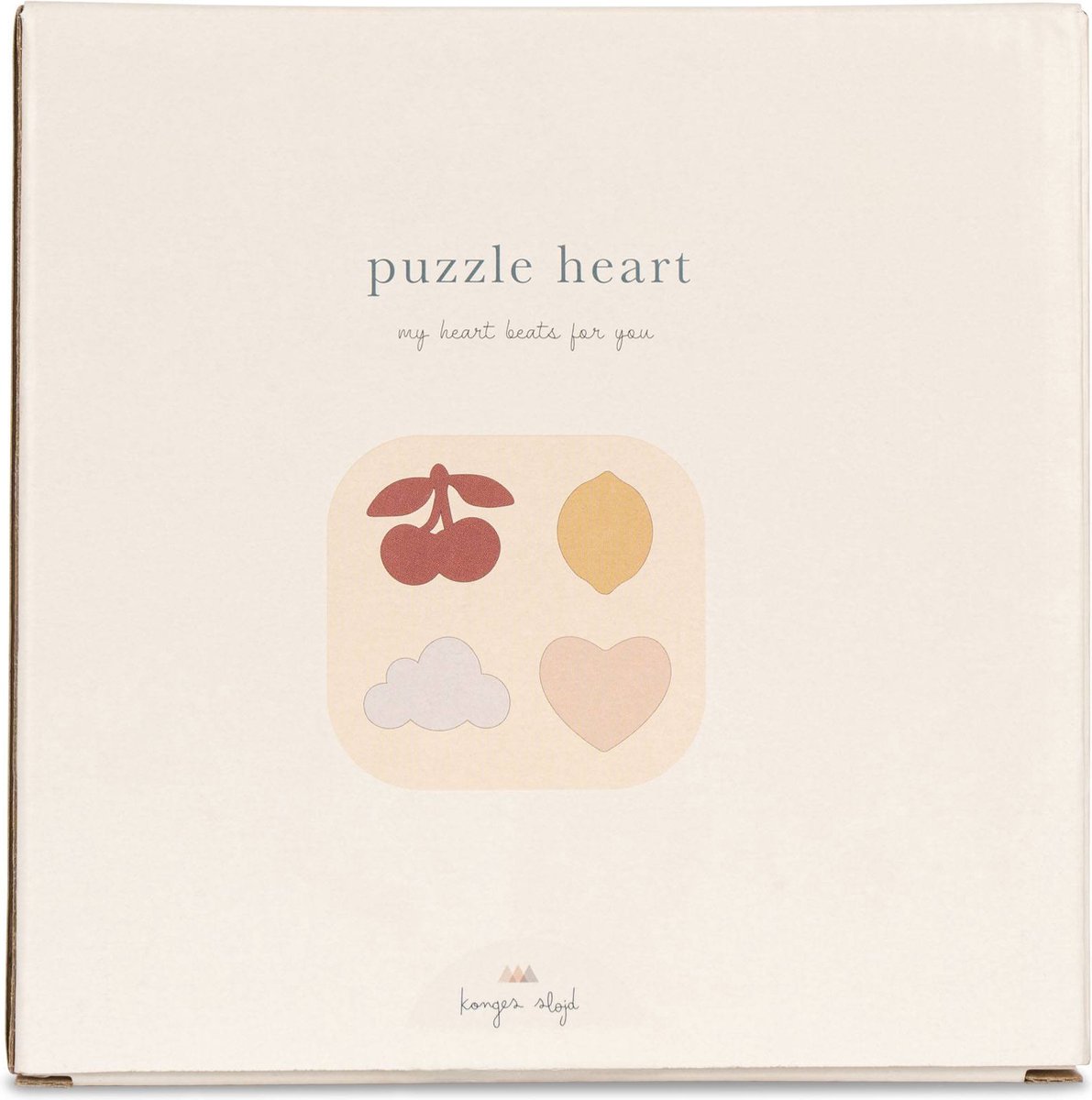 Konges Slojd - Puzzel heart - houten puzzel - puzzel 4 stukjes