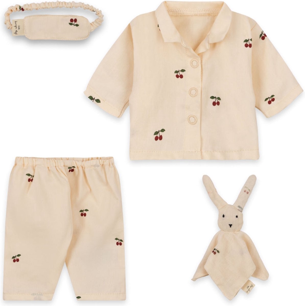 Konges Sløjd Poppenkleding pyjama met toebehoren - Cherry - Poppenkleed - 35 cm - Kleding set