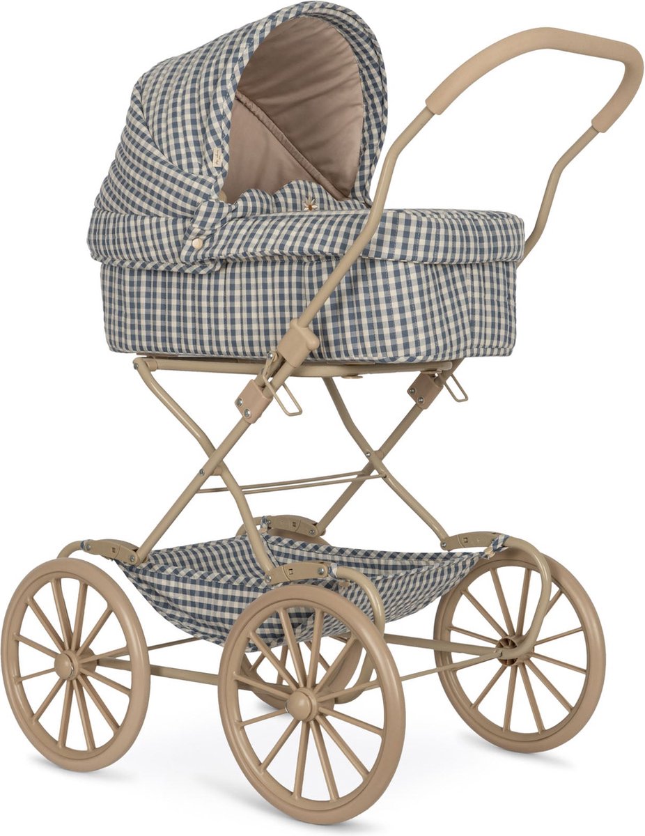 Konges Sløjd  /Doll Pram Vintage - Opvouwbaar - Captains Blue Check