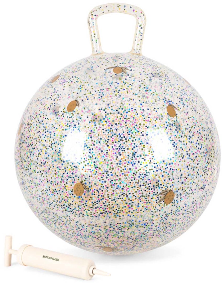 Konges Slojd Glitter Jump Ball/Skippybal/Springbal - Ø50cm - Lemon