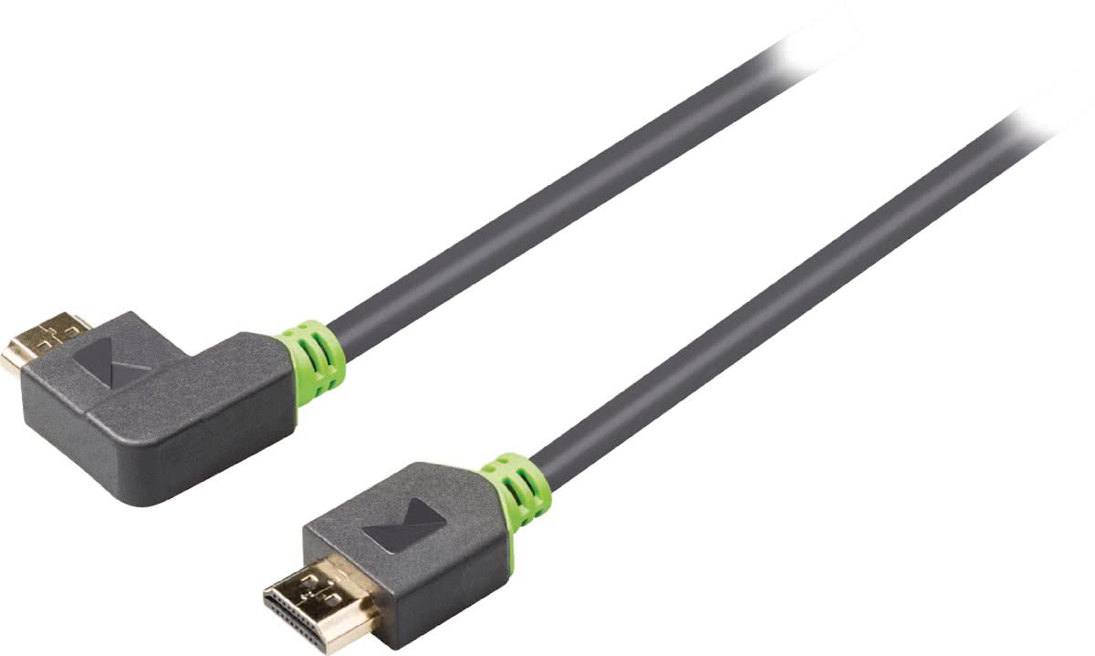 High Speed HDMI kabel met Ethernet HDMI connector - HDMI connector rechts gehoekt 3,00 m grijs