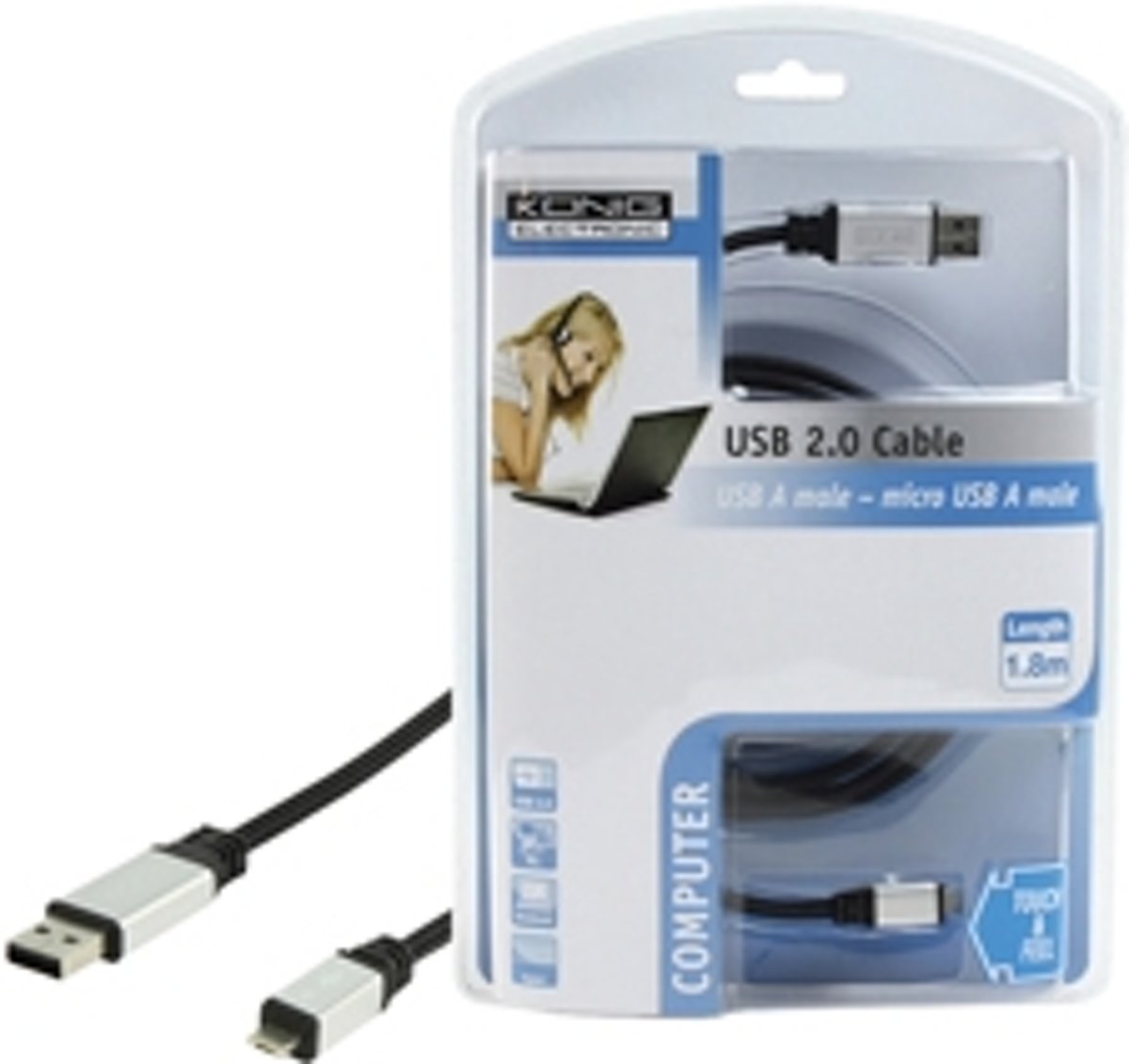 König, Usb 2.0 Kalel, Usb A Male - Micro Usb A Male, 1.8m