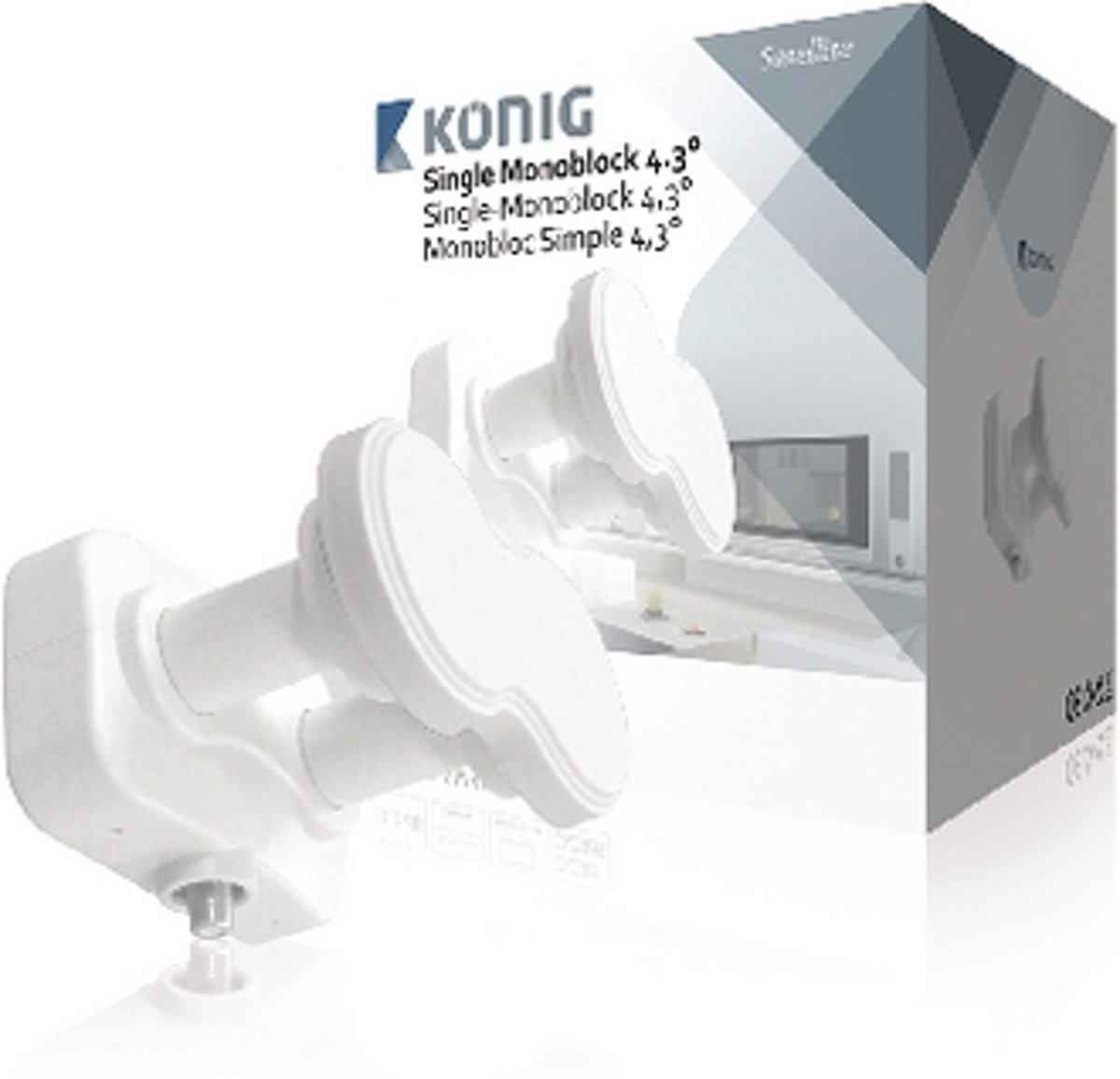 König KN-LNB-SM43 Single Monoblock 4.3? 0.2 Db Astra 19.2?e en Astra 23.5?e voor 1 Tv