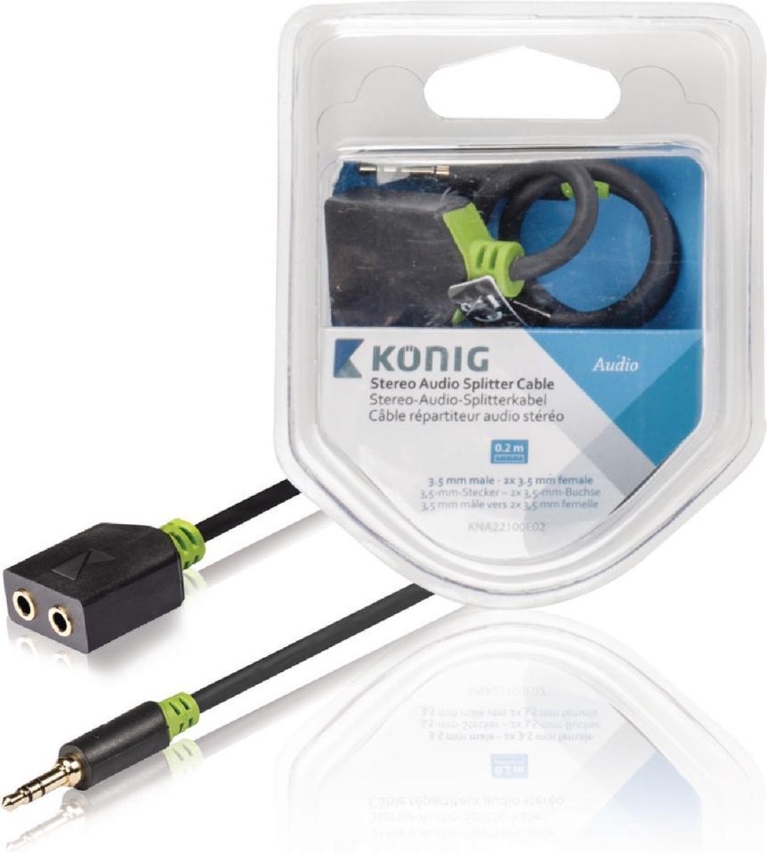 König KNA22100E02 Stereo Audiokabel 3.5 Mm Male - 2x 3.5 Mm Female 0.20 M Antraciet