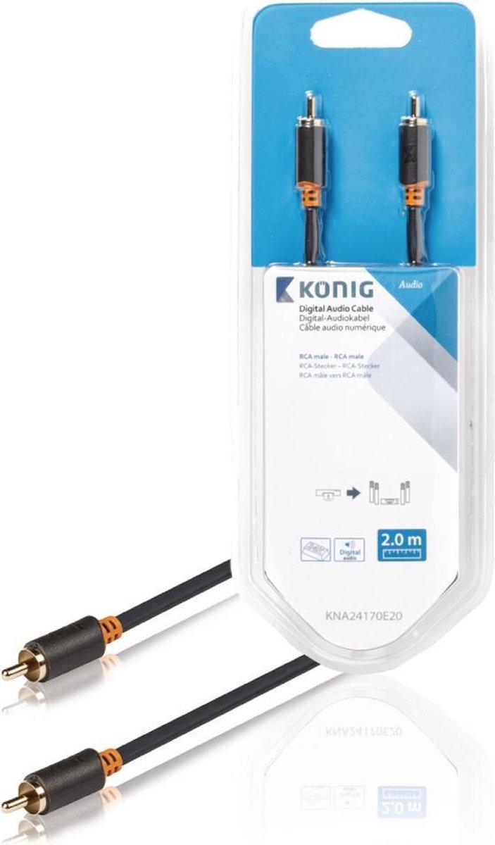 König KNA24170E20 Digitale Audiokabel Rca Male - Rca Male 2.00 M Antraciet