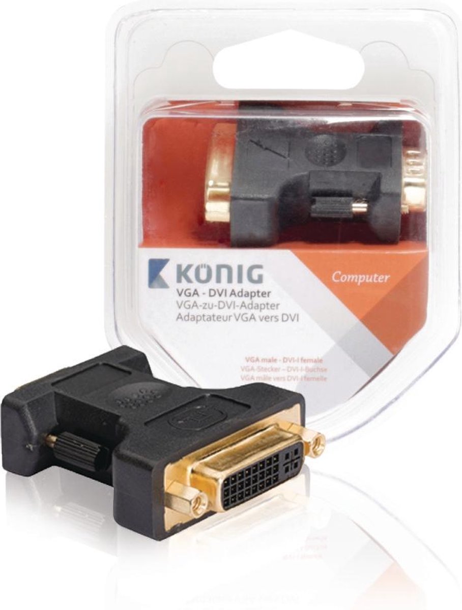 König KNC32901E Vga - Dvi Adapter Vga Male - Dvi-i Female 1 Stuk Grijs