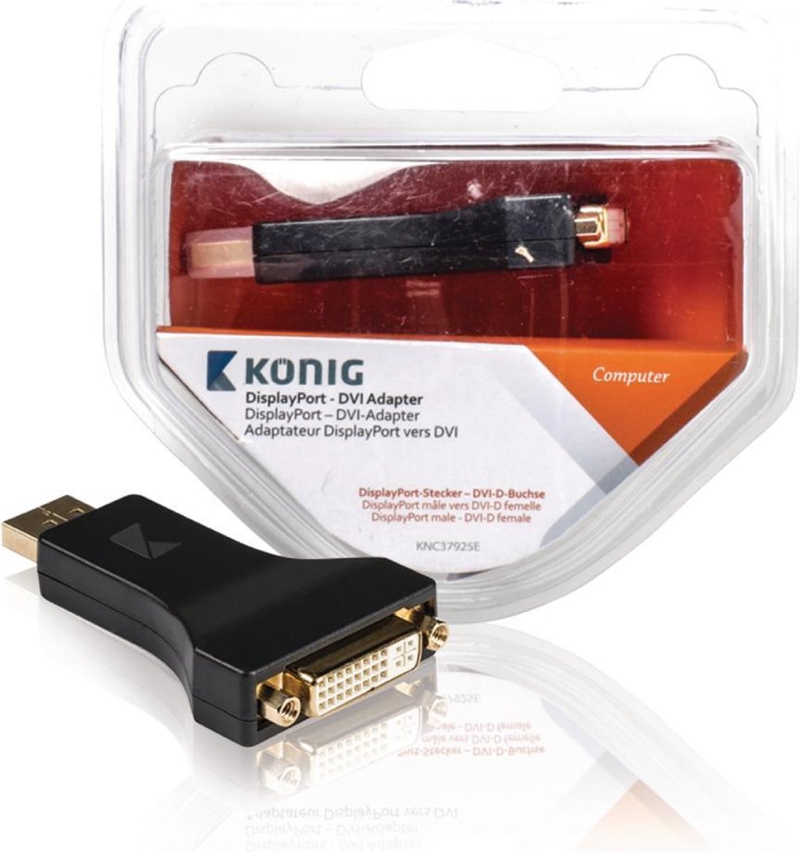 König KNC37925E Displayport - Dvi Adapter Displayport Male - Dvi-d Female 1 Stuk Grijs