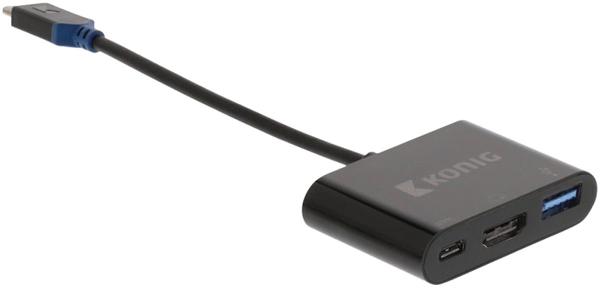 König KNC64765E02 USB 3.1 Type C HDMI Zwart kabeladapter/verloopstukje